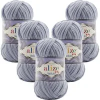 Alize 5 x ALIZE Velluto Häkelwolle, 68 m, Chenillegarn,Kuschelweich für Babydecken, Amigurumi,Samtwolle