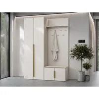 MIRJAN24 Garderoben-Set Kerkin I, (2er-Set, Kleiderschrank, Schuhschrank mit Kleiderhakenbrett), 7 Kleiderhaken für Kleidung, Gepolstertes Sitzpaneel