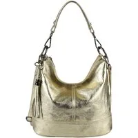 ITALYSHOP24 Schultertasche Made in Italy Damen Leder Tasche Shopper Umhängetasche Crossbody Bag, 5* LEICHT SICHER SMART MODERN & EDEL CITY HOBO BAG unterm Arm tragbar