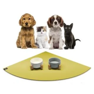 SANOZOO ® - Napfunterlage Eckrund - Öko-Tex und Made in Germany gelbgrün 80 cm, 80 cm