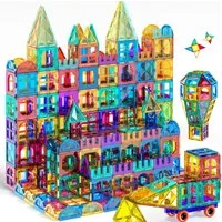 TEMI Magnetische Bausteine, Magnetische Fliesen, Lernspielzeug Magnetspielbausteine, (Set, 1 St., 80 Teile), Geschenk für 3, 4, 5, 6, 7, 8, 9 Jahre Kinder