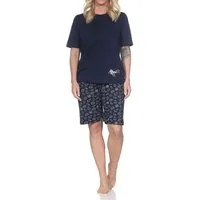 Normann Pyjama Damen kurzarm Schlafanzug Shorty in maritimer Optik-auch in Übergröße