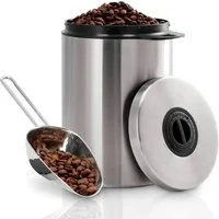 Xavax Kaffeedose Kaffeedose Edelstahl Luftdicht + Dosierlöffel, Edelstahl, (1-tlg), 1kg Vorratsdose Behälter Dose Kaffeebohnen Kaffeepulver Lebensmittel