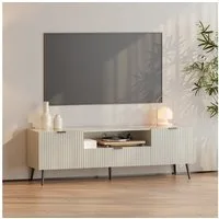 en.casa TV-Schrank »Nand« mit Schublade und 2 Türen geriffelt 160x40x51 cm Sandfarben