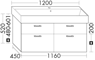 Burgbad WTU.-Schr. Sys30 PG2 Echo 520x1160x450 Eiche Dekor Klassik, WYLU116F6450 WYLU116F6450