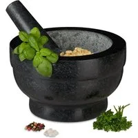 relaxdays Mörser Granit Mörser mit Stößel 20 cm