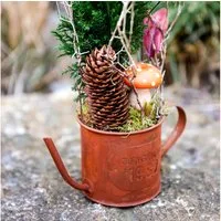 Florists Products Gartenfigur Mini Pflanztopf mit nostalgischem Vintage-Design aus Metall