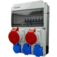 WALTER-KRAFT Stromverteiler Baustromverteiler LS-Schalter CEE 32A/16A 3x230 Bals Steckdosenverteiler (Leitungschutzschalter für CEE-Steckdosen 1 x C32A 3P 6kA, 1 x C16A 3P 6kA, Leitungschutzschalter für 230V Steckdosen 1 x C16A 1P 6kA), ausgestattet 