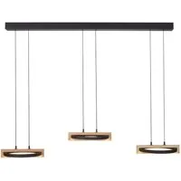 MONDO LED Pendelleuchte FAMERA, 6-flammig, Braun, Schwarz, Eichenholz, Anpassung der Farbtemperatur, Dimmfunktion, LED fest integriert, Metall, Höhenverstellbar, mit Fernbedienung, 135 x 200 cm