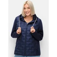 Sheego Allwetterjacke Steppjacke Langarm im Materialmix, mit abnehmbarer Kapuze