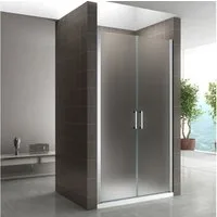 i-flair Dusch-Doppelflügeltür Duschtür Lara mit Pendeltüren aus satiniertem ESG Sicherheitsglas, 68x185 cm, 6 mm Sicherheitsglas