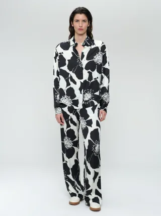 Jane Lushka - Avine printed shine viscose blouse black - Gr. - M