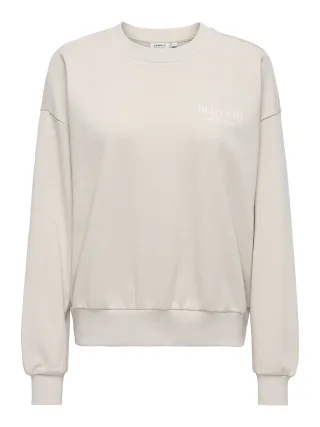 ONLY - ONLFLEUR L/S O-NECK BOX UB SWT Pumice Stone - Gr. - L