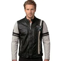 Mauritius Lederjacke MMJusco Mauritius - Herren Lederjacke Racingjacke Lammnappa schwarz weiß