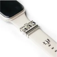 ARTVALL Smartwatch-Armband Apple Watch Charms Set 38/40/41mm & 42/44/45/49mm, trendige Watch Charms Biene Pin Herzen & Strasssteine Silber