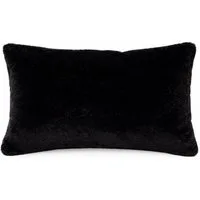 ANRO Dekokissen PLÜSCH Bär Schlicht Kunstfell Sofakissen Kuschelkissen Flauschig, sehr weich & kuschelig 30x50cm OHNE Füllung Uni-Einfarbig Schwarz