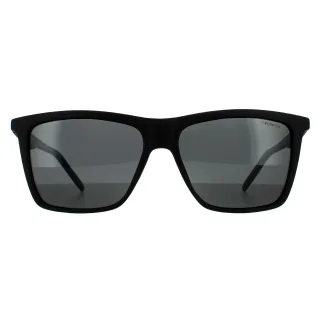 Polaroid Rechteckige Herren Sonnenbrille Schwarz Grau Polarisierend
