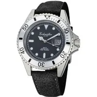 Eichmüller Taucheruhr Herrenuhr Schwarz, Lederarmband, 20 ATM wasserdicht, 43 mm 3462-06S, Edelstahlgehäuse