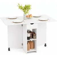 Mondeer Esstisch Klappbarer Esstisch, mit 1 Schublade und 2 Lagerregalkonsolen 72 x 120 x 75 cm