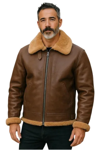 Herren Fliegerjacke aus Schaffellleder B3 aus dem 2. Weltkrieg, Ingwerbraun, Paar