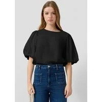 QS Kurzarmbluse Bluse Strukturierte Bluse mit Ballonarm
