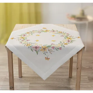 Stickmitteldecke "Frühlingsblumen"