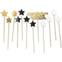 Frau WUNDERVoll Muffinform 12 Deko Topper Herzlichen Glückwunsch gold, (12-tlg)