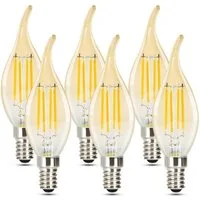 Nettlife LED-Leuchtmittel 6 Stück E14 2700K kerze Birne 4W Filament Retro Edison Glühlampe, E14, 6 St., Warmweiß