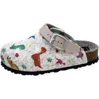 Fischer-Markenschuh Shetland Pantoffel aus Filz, mit Dino´s bedruckt, Filzfutter, Riemen nach hinten klappbar