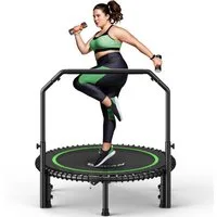BCAN Fitnesstrampolin Rebounder-Trampolin Erwachsene, 102/122cm 204/250kg, Ø 102 cm, (1 tlg), Bungee-Seilen Verstellbarer Griff Indoor&Outdoor
