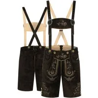 Steigenhöfer Manufaktur Trachtenlederhose Lederhose Herren Tracht kurz - Ludwig - 100% Rindsleder - Kurze Hose (Inklusive verstellbaren Trägern) Traditionelle Echtlederhose - Ideal für Dein Oktoberfest Herren Outfit