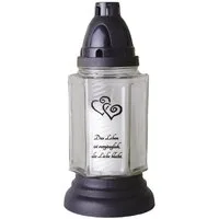HS Candle Grabkerze (1-tlg), 6eck mit Motiv und Spruch, Grablicht Grabschmuck Grablaterne