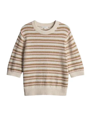 Opus - Pullover mit mehrfarbigen Streifen beige/braun - Gr. - 34