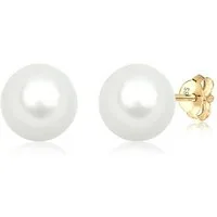 Elli Premium Perlenohrringe Muschelkernperlen Basic Klassisch 585 Gelbgold