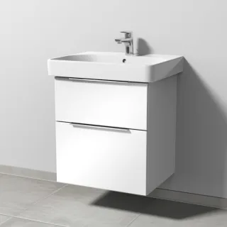 Sanipa 3way Waschtischunterbau zu Geberit Smyle Square Waschtisch mit 2 Auszügen, Weiß-Glanz UF67078