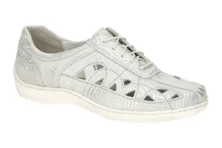 Waldl?ufer 496003 HENNI Damen Halbschuhe Grau-Weiss bequem & Extra Weit