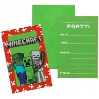 Festivalartikel Einladungskarten Minecraft Einladungskarten mit Umschlägen 6 Stück Kindergeburtstag