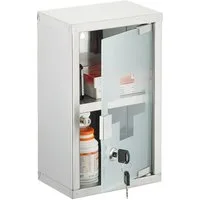 relaxdays Medizinschrank Abschließbarer Medizinschrank Edelstahl