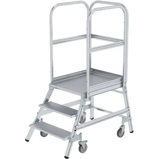 Munk Podesttreppe einseitig begehbar mit Federrollen Aluminium geriffelt - 050103