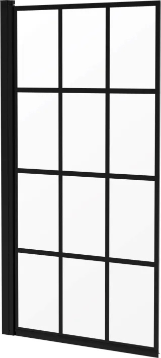 Neuesbad Wanne Trennwand, Klarglas mit Abdeckung, 80x140 cm, Schwarz NB1DEKTJN72P1