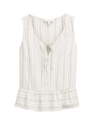 Denim Tom Tailor - Blusentop mit Leinenanteil white olive vertical stripe - Gr. - XL