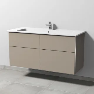 Sanipa 3way Keramik-Set Venticello Keramik-Waschtisch und Unterbau mit 4 Auszügen, Sandgrau-Matt BS32767