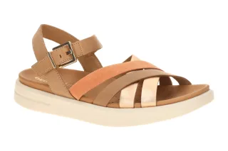 Geox Damen Sandale XAND 2S D35PAB - Braun/Beige/Rot - Wasserdicht & Atmungsaktiv
