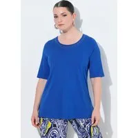 Ulla Popken T-Shirt T-Shirt Ziersteine Rundhals Halbarm Pima Cotton