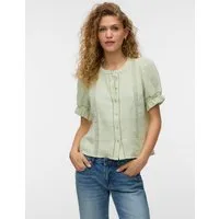 Vero Moda Kurzarmbluse VMNATALI 2/4 LACE SHORT TOP WVN NOOS Baumwolle, regular fit
