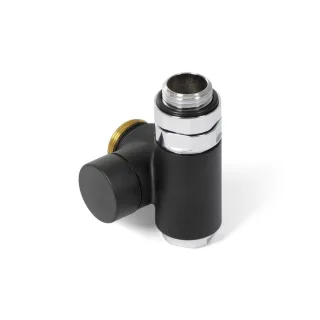 Terma Absperrventil mit integriertem T-Stück CYLINDER GZ 1/2"-GW 1/2"-GZ 24-19 rechts; Schwarz Mat TGZOCM005