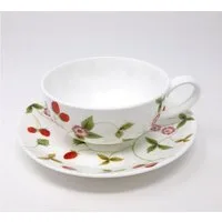TeaLogic Tasse Erdbeeren, Porzellan, Höhe: 5cm, Farbe: Weiß, Motiv: Erdbeeren