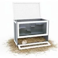 Mucola Kleintierkäfig Nagerkäfig Kleintierstall Mäusekäfig Holz Hamsterkäfig, Frontscheiben aus Plexiglas, aufklappbaren Deckel