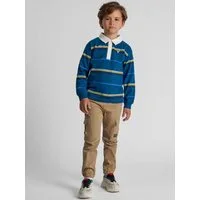 MINOTI Poloshirt Gestreiftes Langarmshirt mit Kragen und Stickerei (2y-14y) weißer Kragen