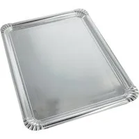 Starpak Servierplatte 10 Servierplatten, Pappe, PET-beschichtet eckig 34 cm x 45,5 cm silber